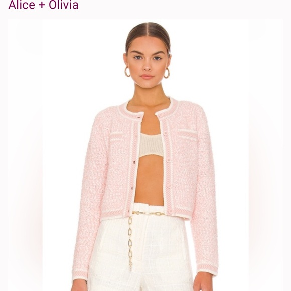 Alice + Olivia by Stacy Bendet Noella Crew Neck Cropped Cardigan - Picture 2 of 16